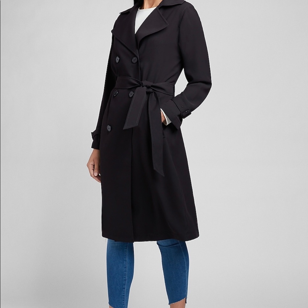 Black Double Breasted trench Coat.